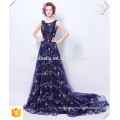 Latest Dress Design Vestidos de Festa Navy Blue Maxi Long Evening Dress Evening Gown with bling bing Stars